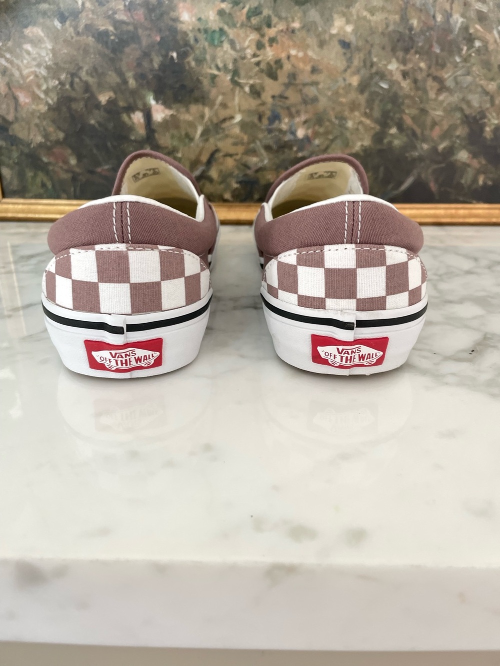 Vans Checkered Slip on Shoes Size 7.5 Dusty Rose Brown - Picture 3 of 7
